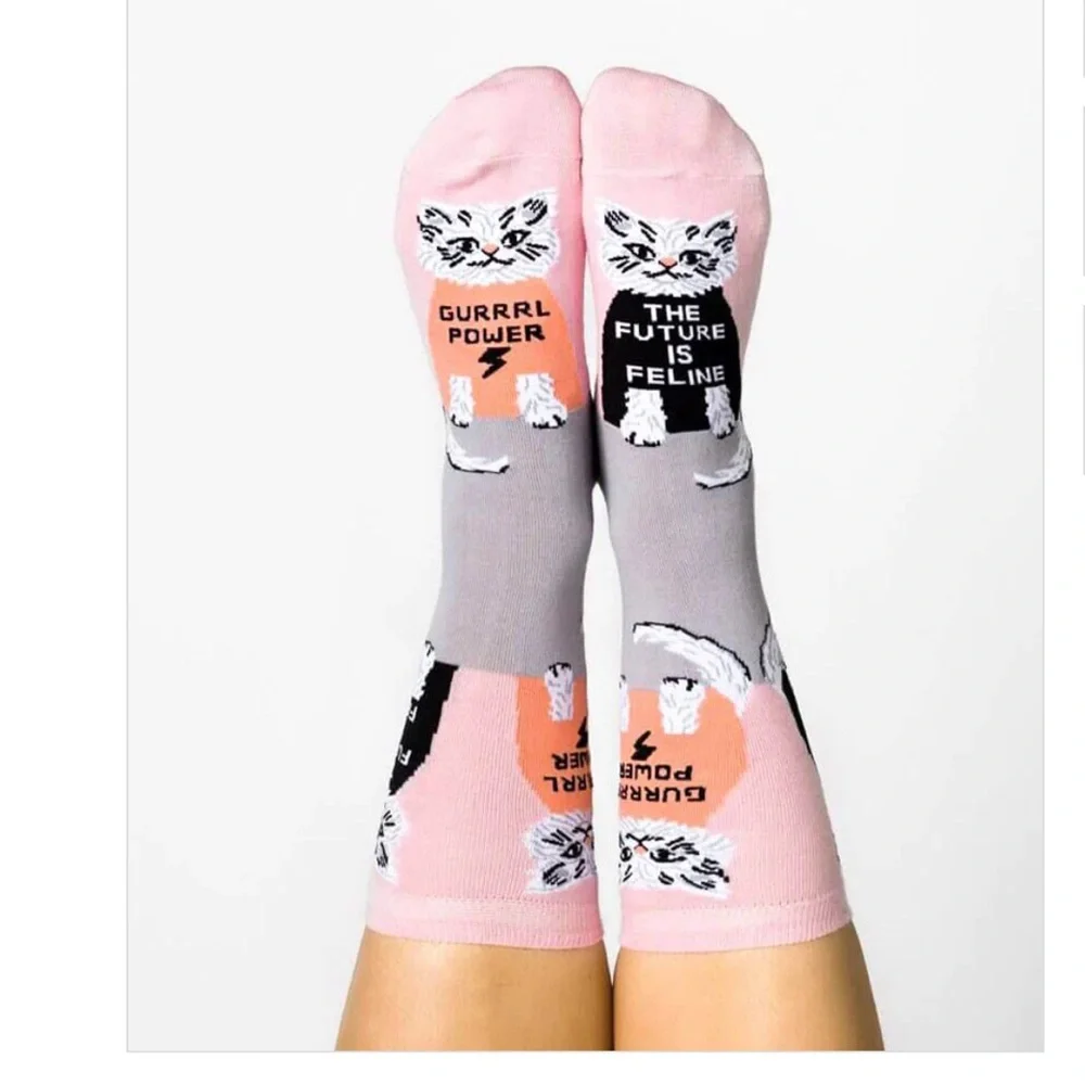 YELLOW OWL WORKSHOP THE FUTURE IS FELINE WOMENS SOCKS OS NWT
